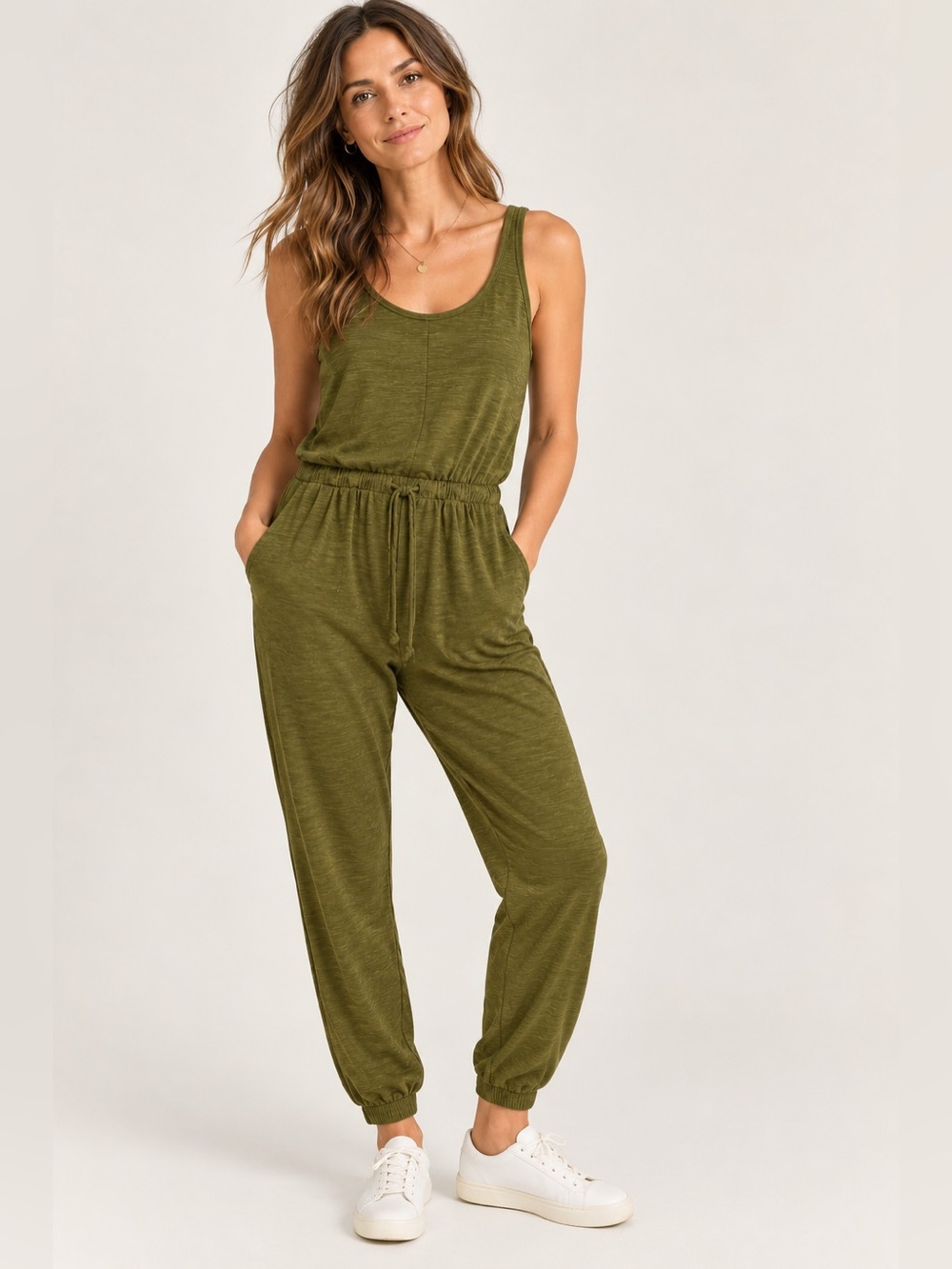 Free People FP Beach Bicoastal Jumpsuit Romper Olive Green Boho, Size Small